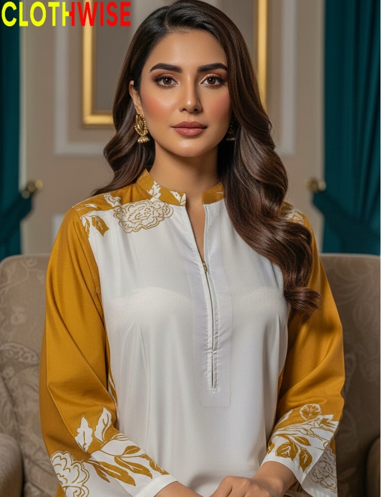 Crepique – Luxury Crepe Silk Printed Co-ord Set Mustard