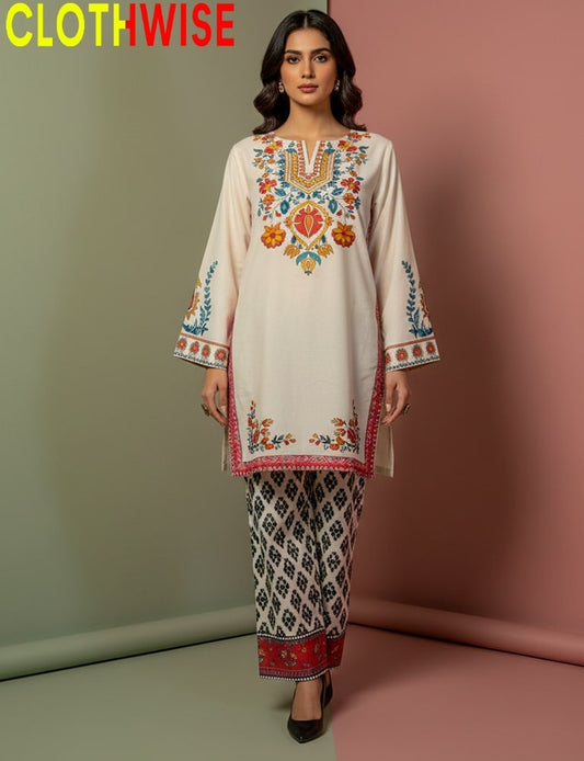 Saiyaara – Creme Printed Slub Lawn Co-ord Set