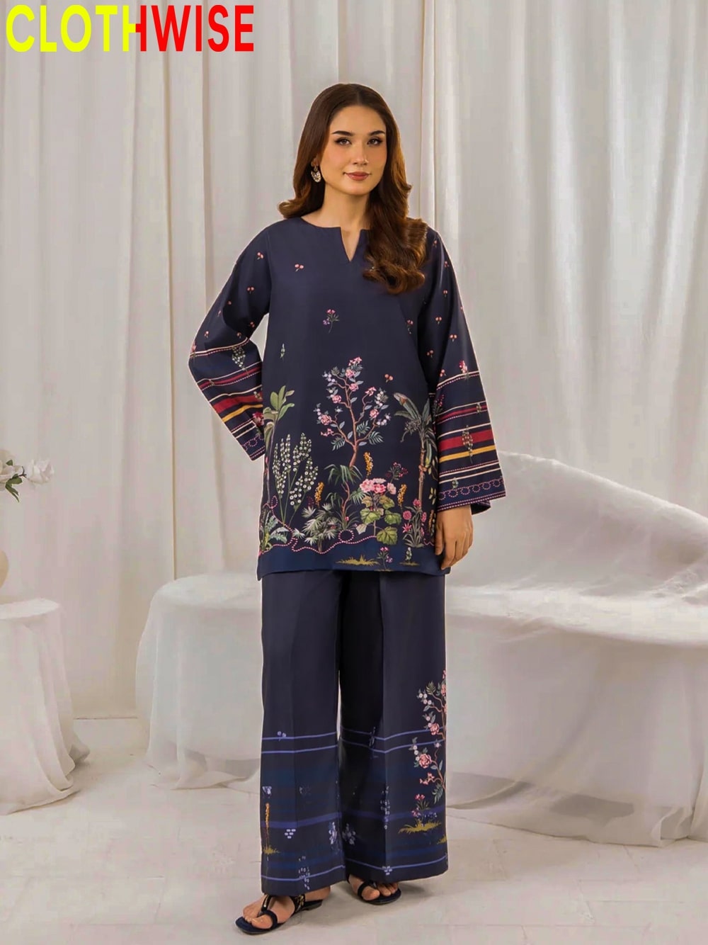 Saiyaara –  Charcoal Printed Slub Lawn Co-ord Set
