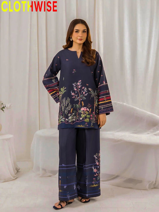 Saiyaara –  Charcoal Printed Slub Lawn Co-ord Set