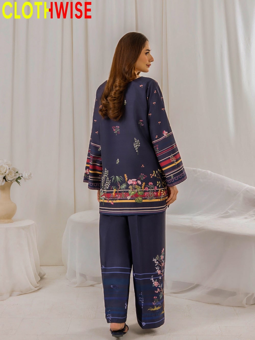 Saiyaara –  Charcoal Printed Slub Lawn Co-ord Set