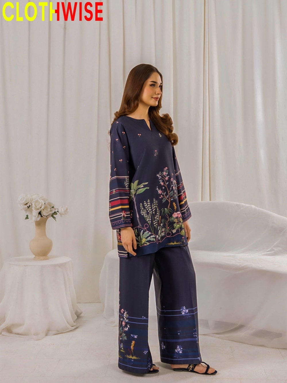 Saiyaara –  Charcoal Printed Slub Lawn Co-ord Set