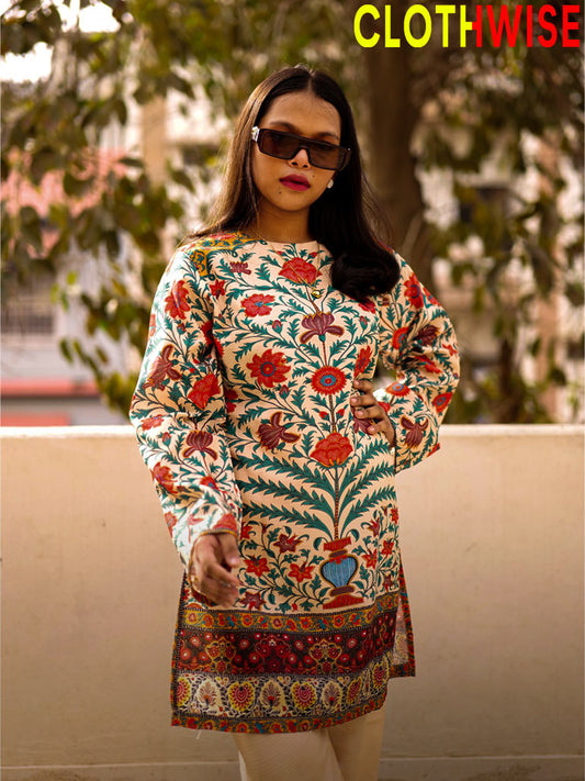 Saiyaara – Peach Printed Slub Lawn Co-ord Set