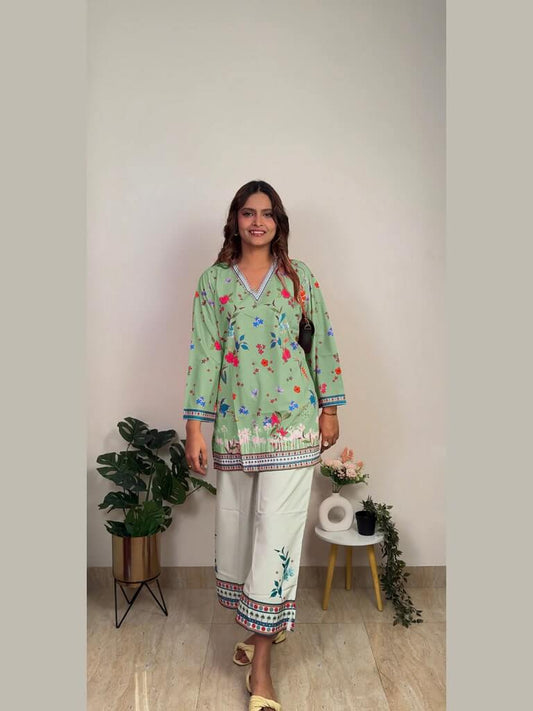 Saiyaara – Lgreen Printed Slub Lawn Co-ord Set