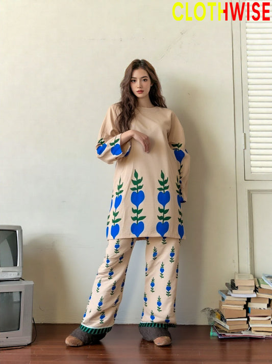 Saiyaara – Wheat Printed Slub Lawn Co-ord Set