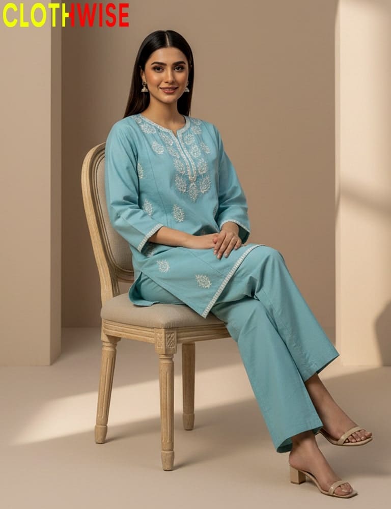 Dastaan – Lblue 2-Piece Cotton Co-Ord | where threads tell a story