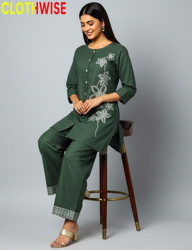 Fancy cotton embroidered shirt and trouser for ladies