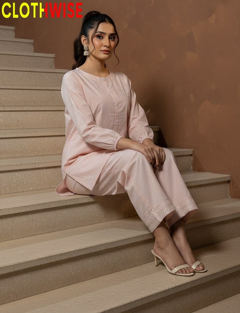 Lightweight cotton embroidered outfit for summer wear