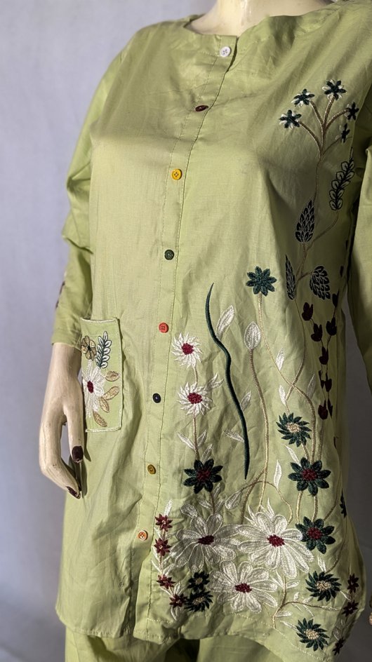 ESMIRA – Heavy Embroidered Cotton Co-Ord Set (2-Piece)