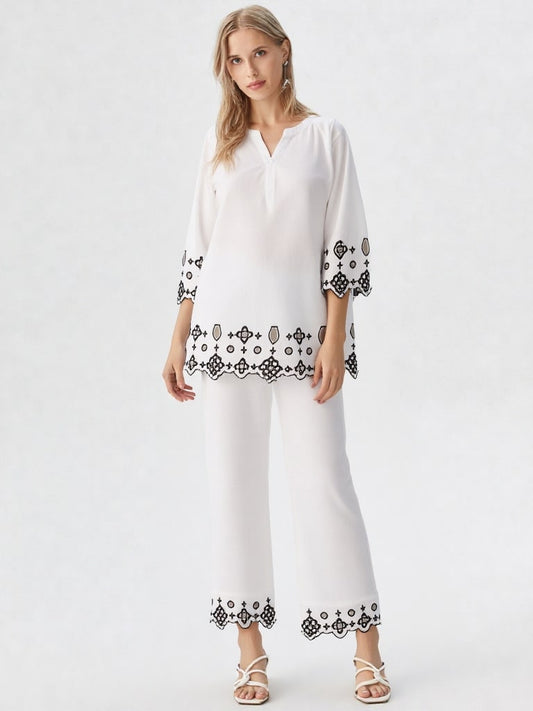 Yashal – 2-Piece Embroidered Cutwork Co-ord Set