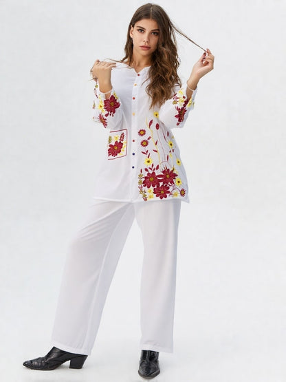 ESMIRA – Heavy Embroidered Cotton Co-Ord Set (2-Piece)