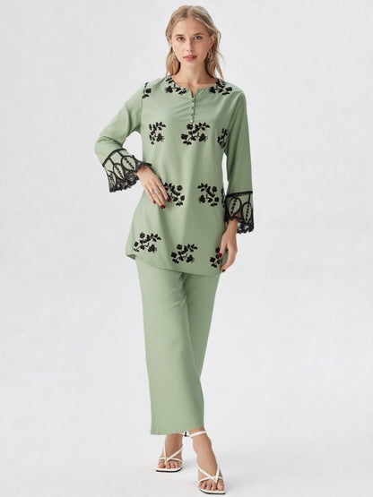 Florielle – 2-Piece Cotton Co-Ord | Delicate Floral Embroidery in a Soft Blush Hue”