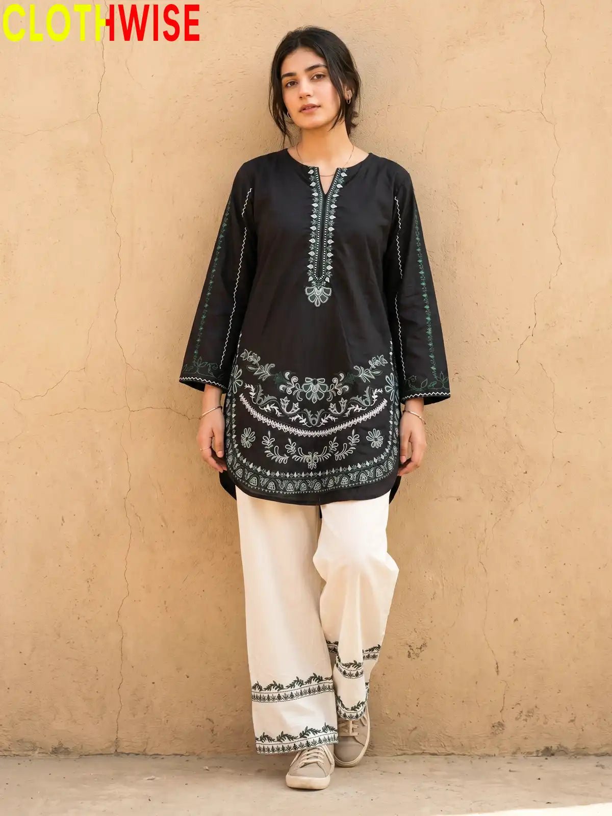 Naqsh Black Embroidered Co-ord Set | 2-Pcs Stitched Suit - Pakistani Women Pret | CLOTHWISE