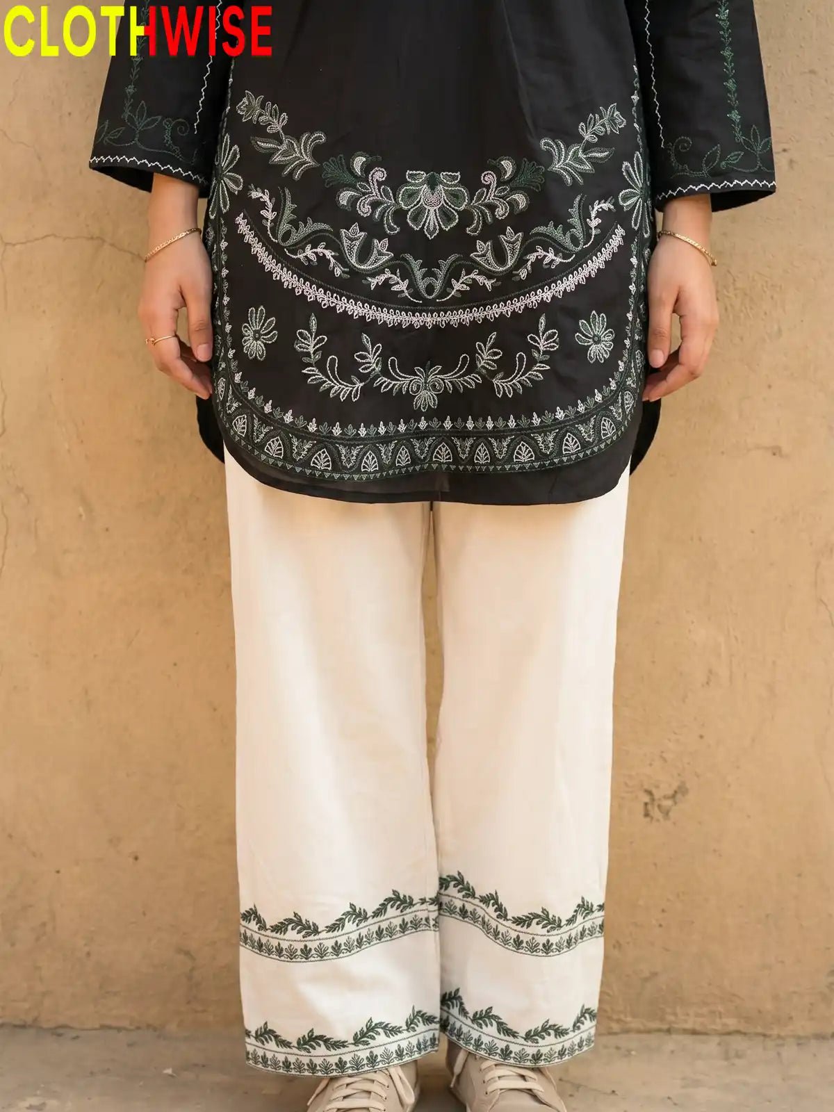 Naqsh Black Embroidered Co-ord Set | 2-Pcs Stitched Suit - Pakistani Women Pret | CLOTHWISE