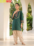 Noor – Embroidered Cotton Kurta with Floral Farshi Shalwar | 2Pc Stitched Suit