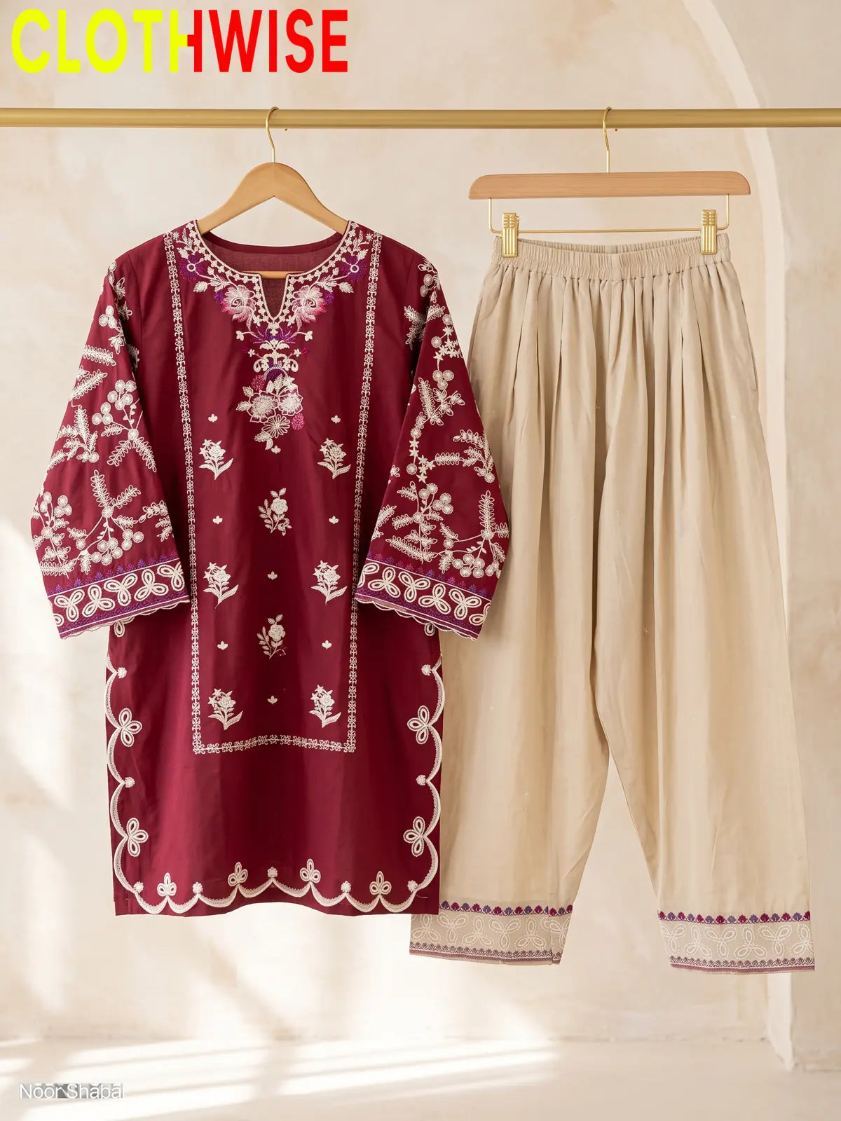 Zarmeen – Embroidered Cotton Kurta Shalwar Set | Clothwise