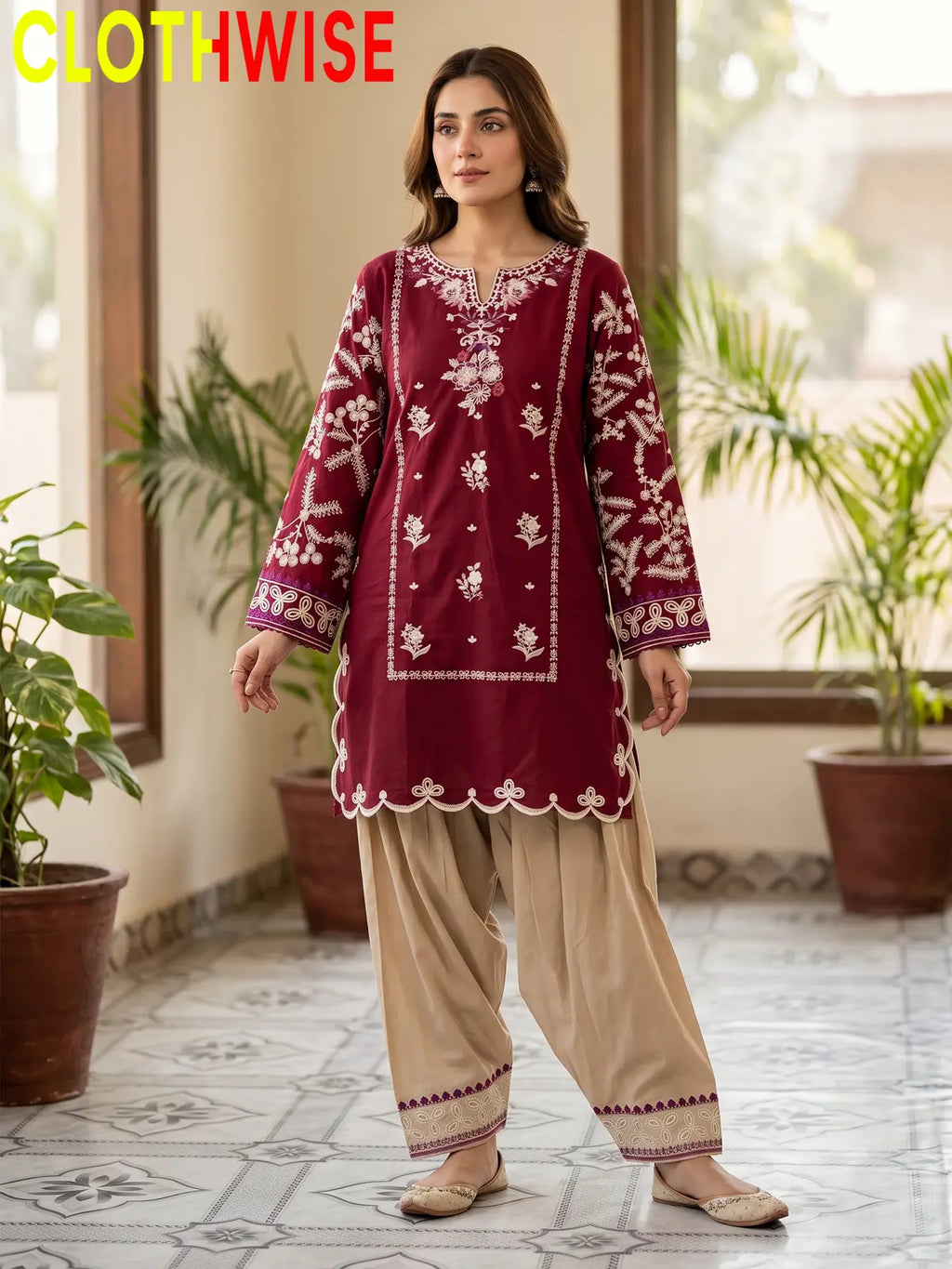 Zarmeen – Embroidered Cotton Kurta Shalwar Set | Clothwise