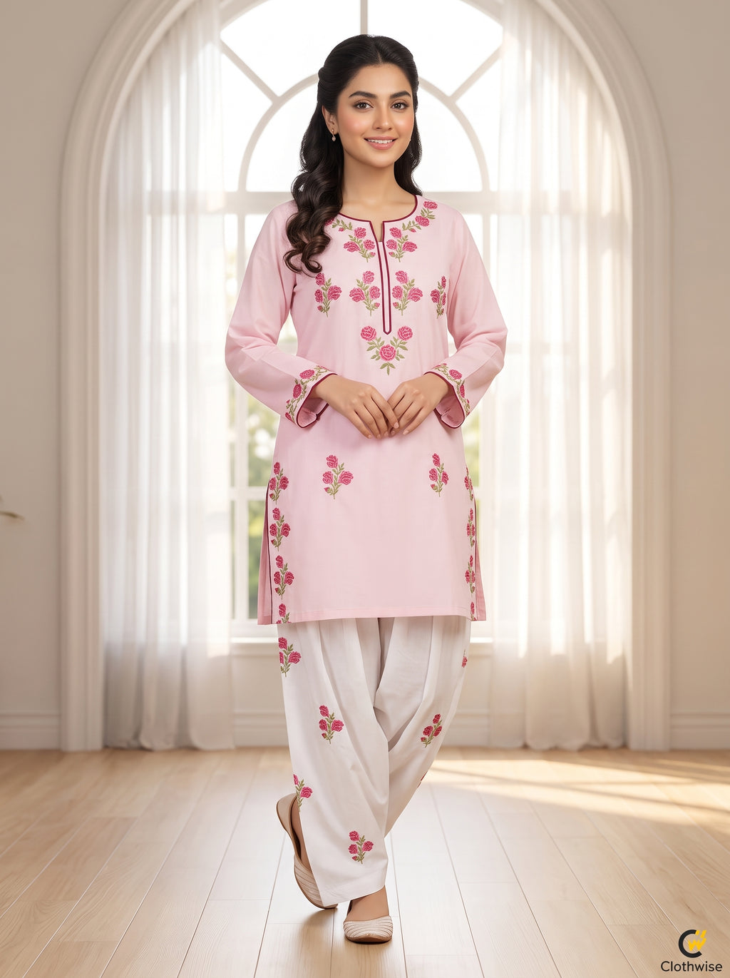 Ghulab Embroidered Cotton 2 Piece Suit for Women