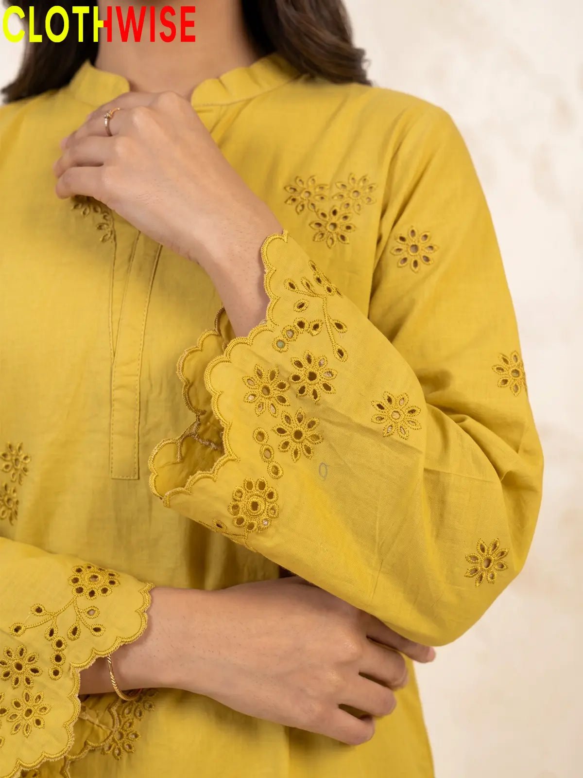 Zimal Mustard Yellow Cotton Co-ord Set - Chiken Kari Embroidered 2Pc Suit - Pakistani Women Pret | CLOTHWISE