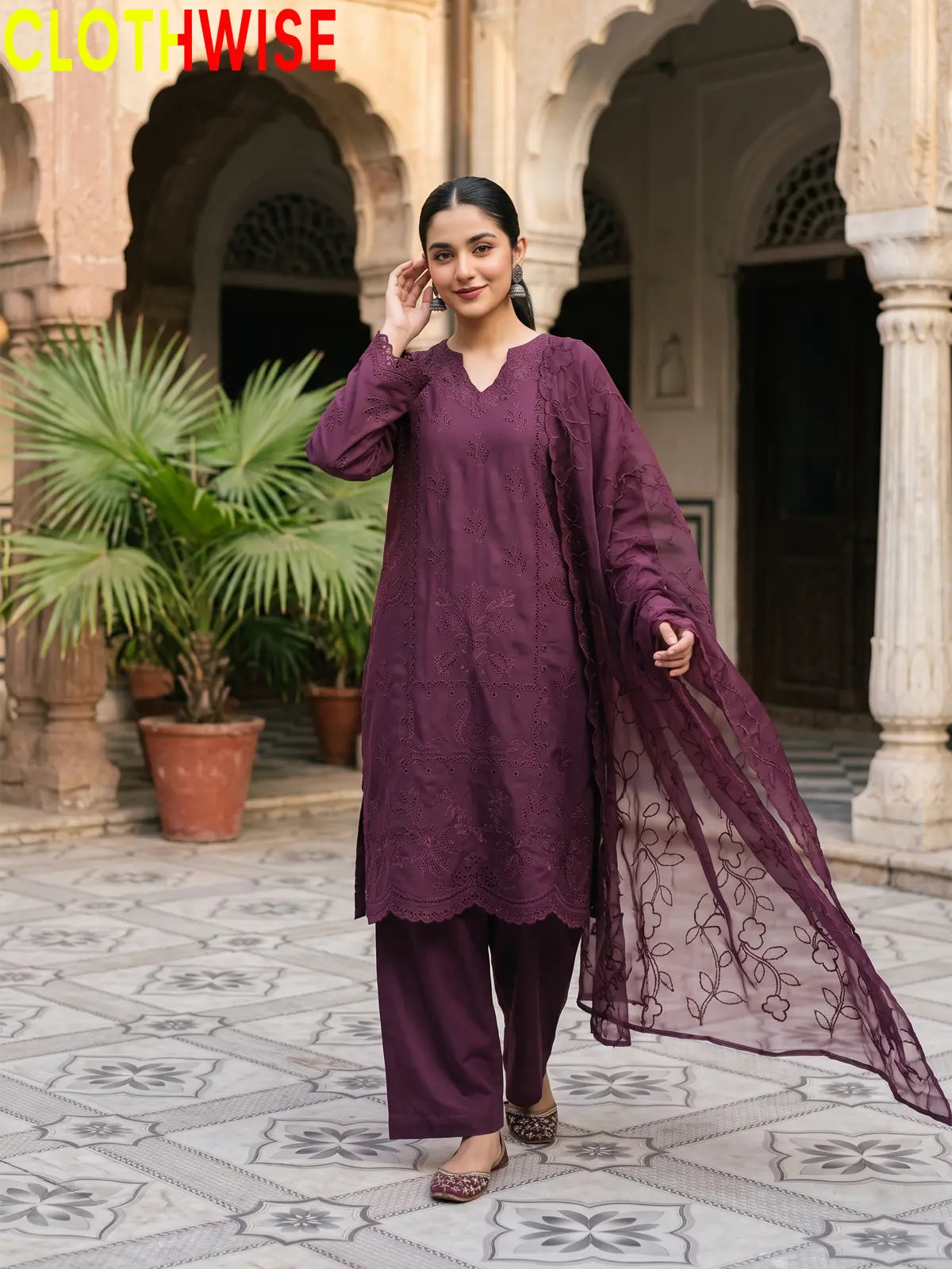 Mehrunisa – 2 & 3 Piece Embroidered Cutwork Lawn Suit with Chiffon Dupatta