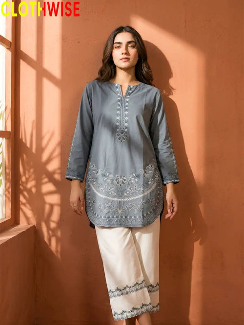 Naqsh Slate Blue Embroidered Co-ord Set | 2-Pcs Stitched Suit - Pakistani Women Pret | CLOTHWISE