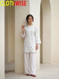 CloudWear White Confetti Print 2-Pcs Printed Co-ord Suit | Stitched Cotton Flapper Set - Pakistani Women Pret | CLOTHWISE