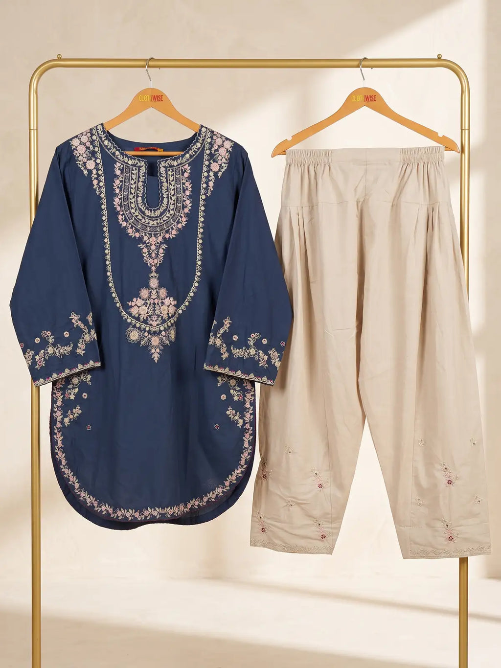 Zeenat - Embroidered Cotton Kurta & Salwar 2-Piece Suit
