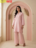 Zimal Baby Pink Cotton Co-ord Set - Chiken Kari Embroidered 2Pc Suit - Pakistani Women Pret | CLOTHWISE