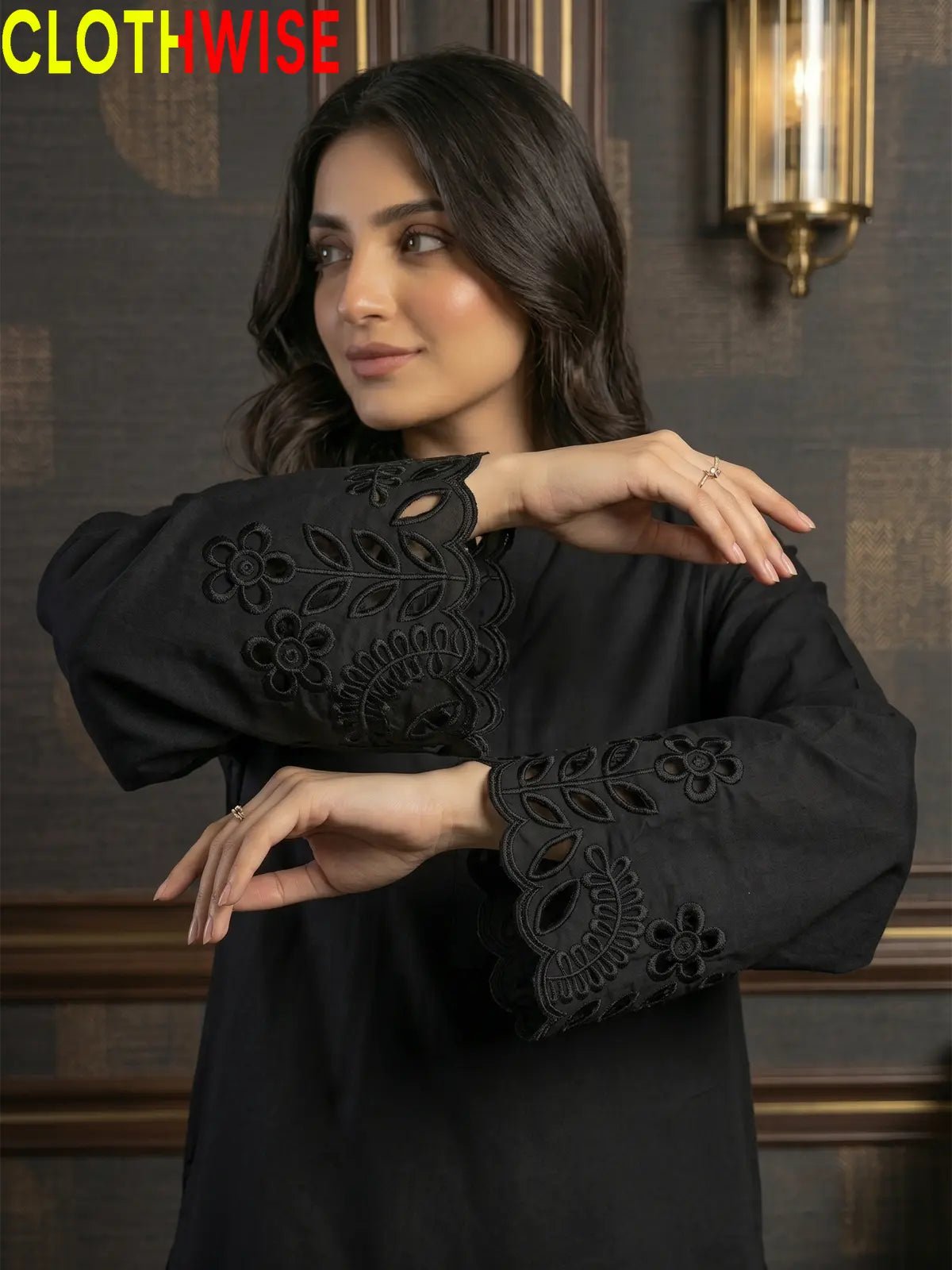 Flora Reign Black - 2 Pc Embroidered Cotton Co-ord Suit - Pakistani Women Pret | CLOTHWISE