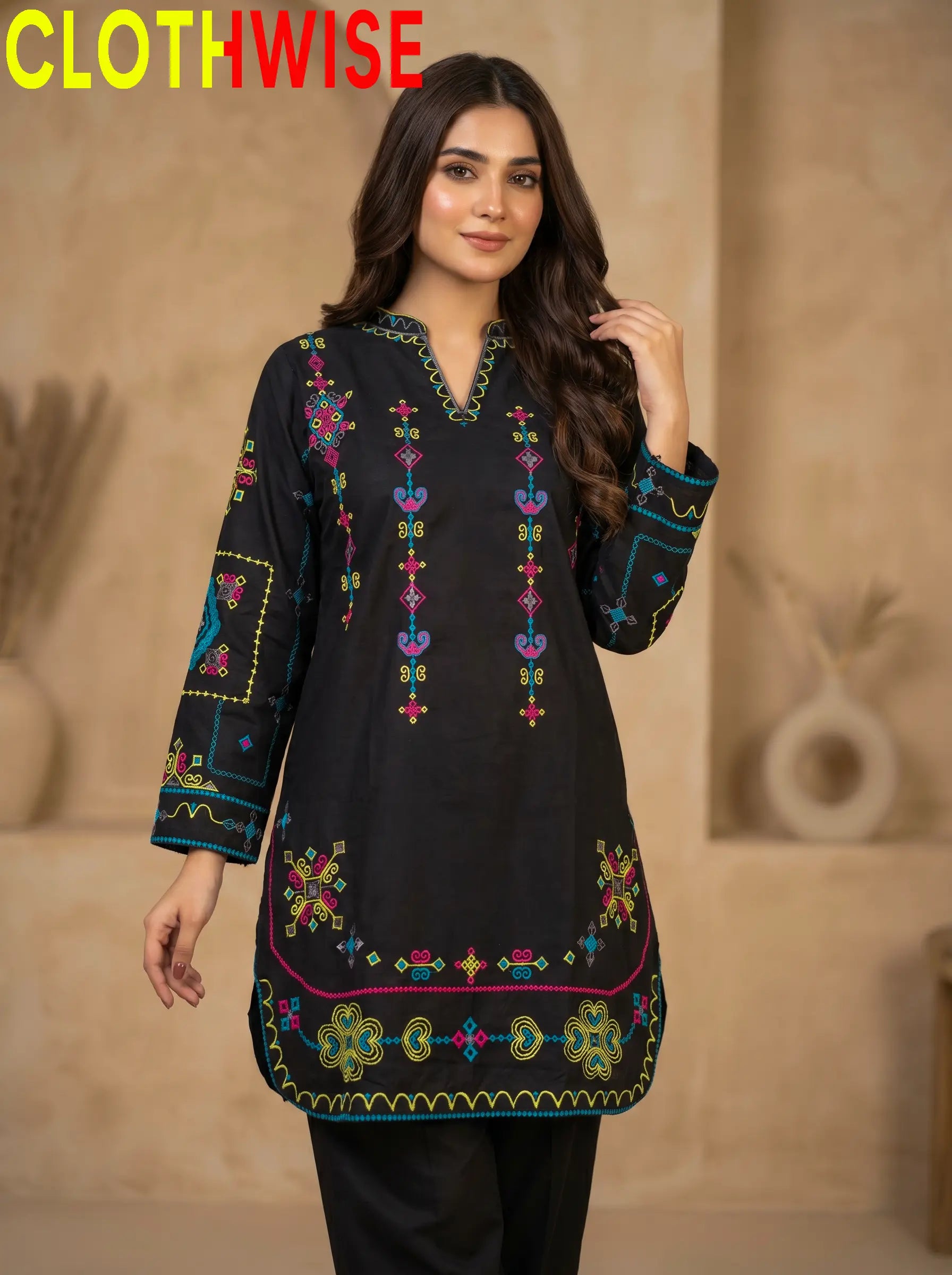 Taana Baana Black Co-ord Set – Half Body Detail View