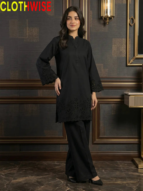 Flora Reign Black - 2 Pc Embroidered Cotton Co-ord Suit - Pakistani Women Pret | CLOTHWISE