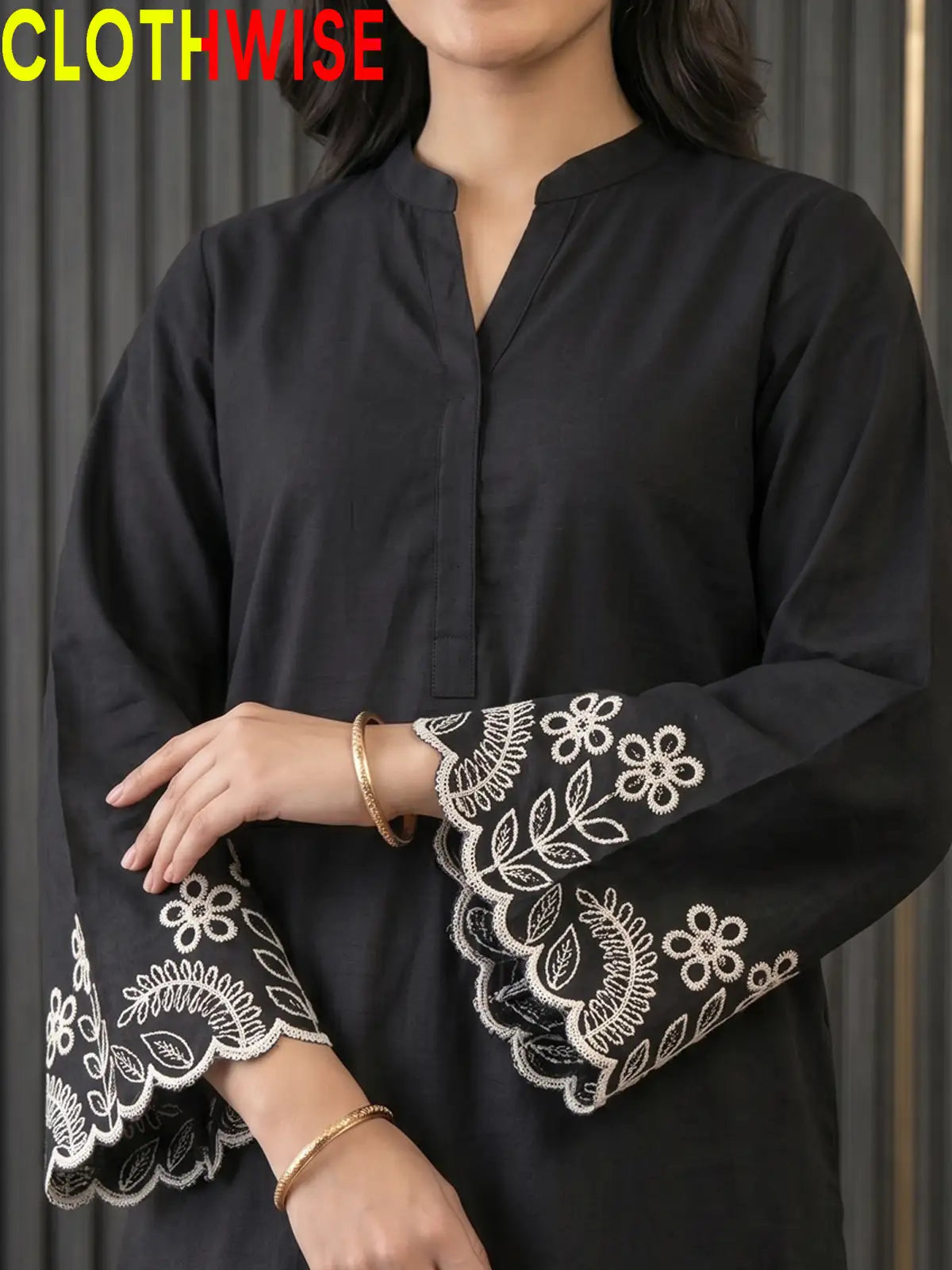 Flora Reign Black - 2 Pc White Embroidered Cotton Co-ord Suit