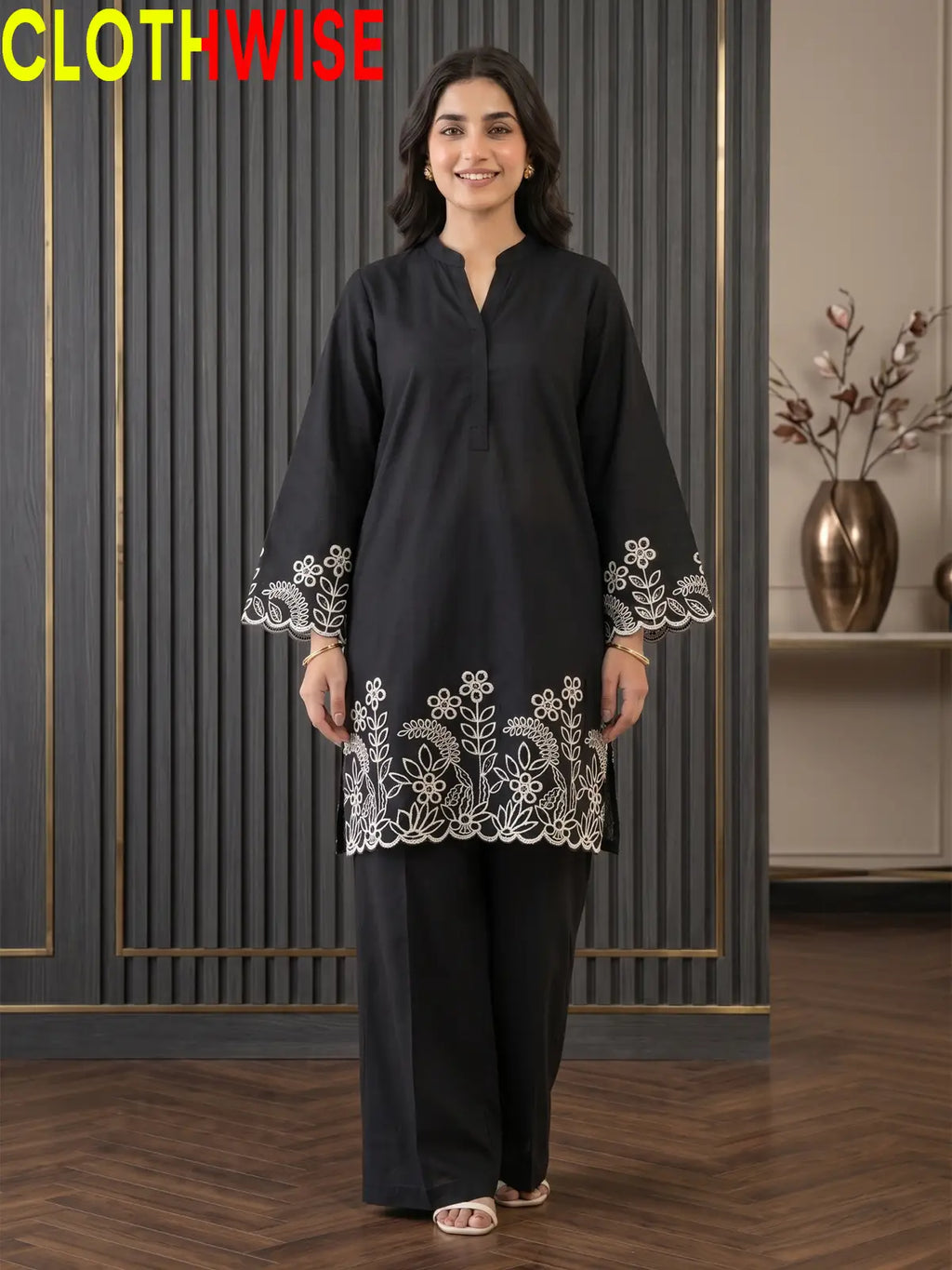 Flora Reign - 2 Pc White Embroidered Cotton Co-ord Suit