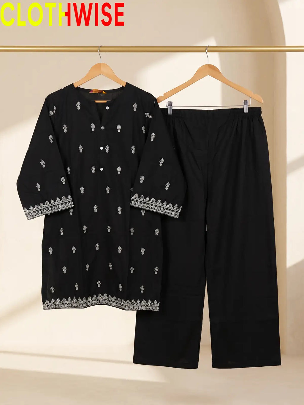 Amal Embroidered Cotton 2-Piece Suit | Booti Kurta with Flapper