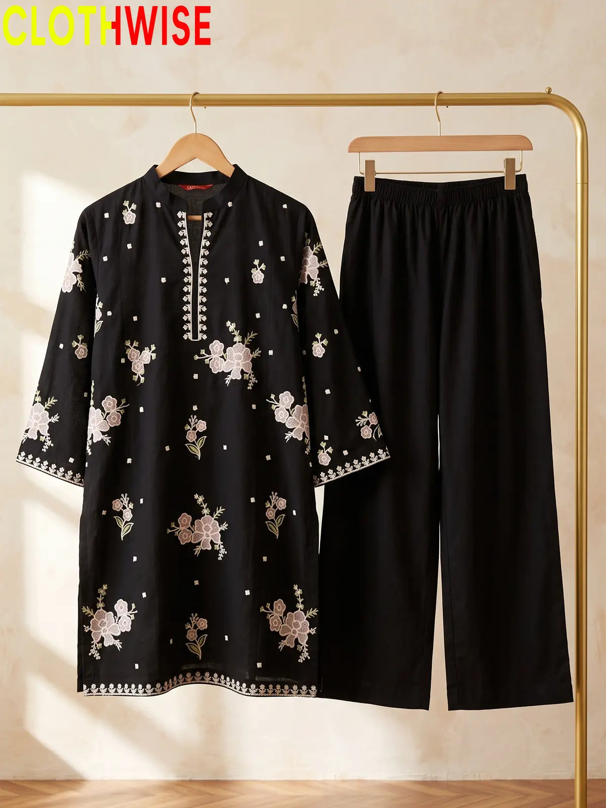 Marias – 2 Piece Stitched Embroidered Tunic & Flapper | CLOTHWISE