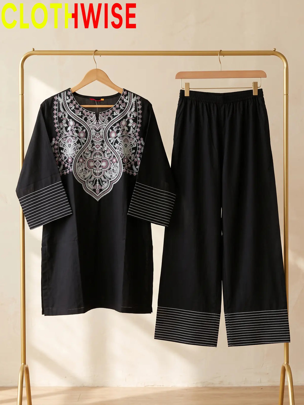 Nisa Embroidered Cotton Co-ord Set for Women | Clothwise