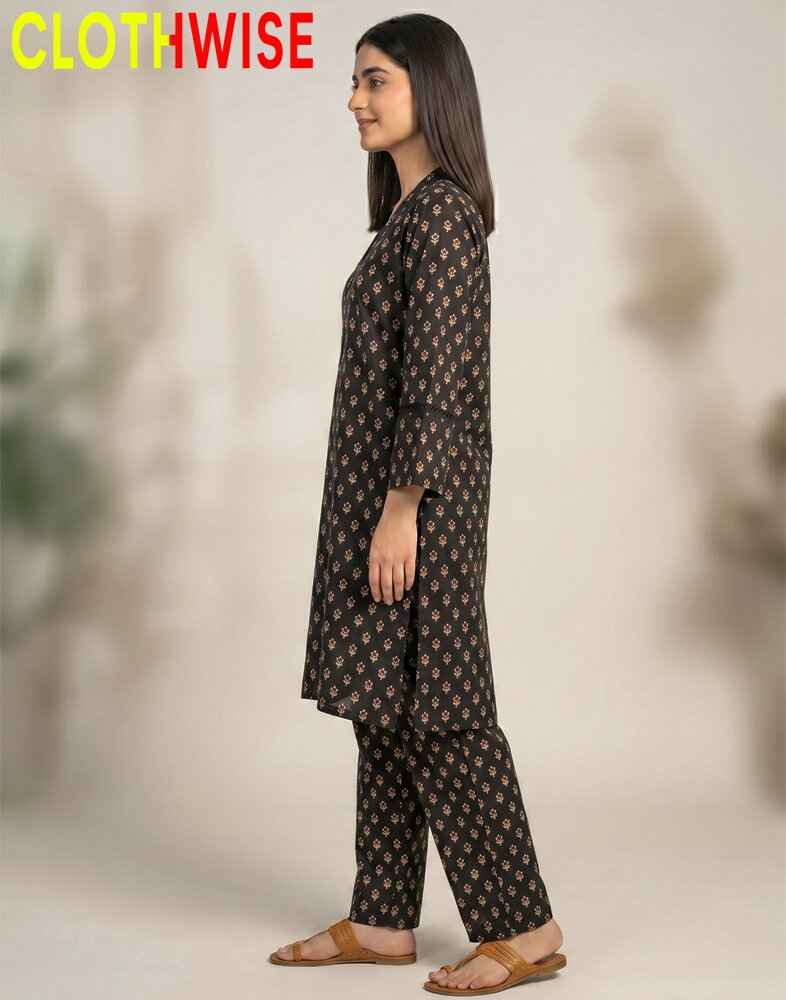 Zayra - Midnight Black Printed 2 Piece Lawn Suit - Pakistani Women Pret | CLOTHWISE