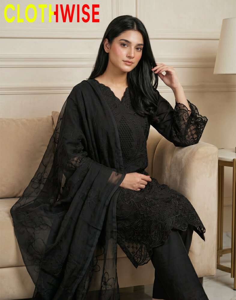 Zartaaj - Midnight Onyx Premium Embroidered 3-Piece Luxury Collection - Pakistani Women Pret | CLOTHWISE