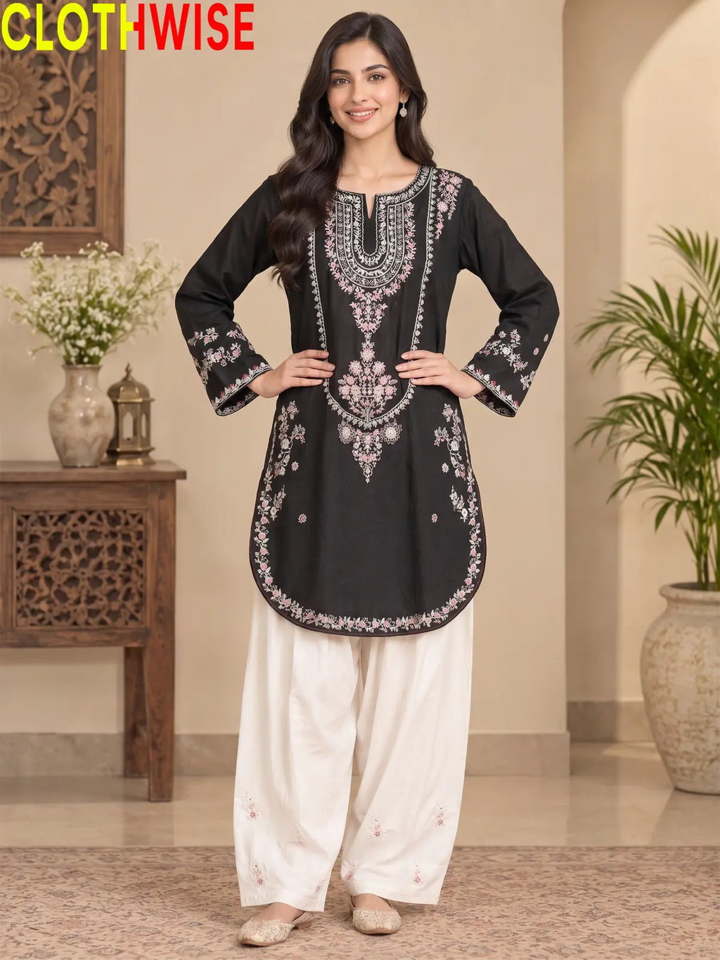 Zeenat - Embroidered Cotton Kurta & Salwar 2-Piece Suit