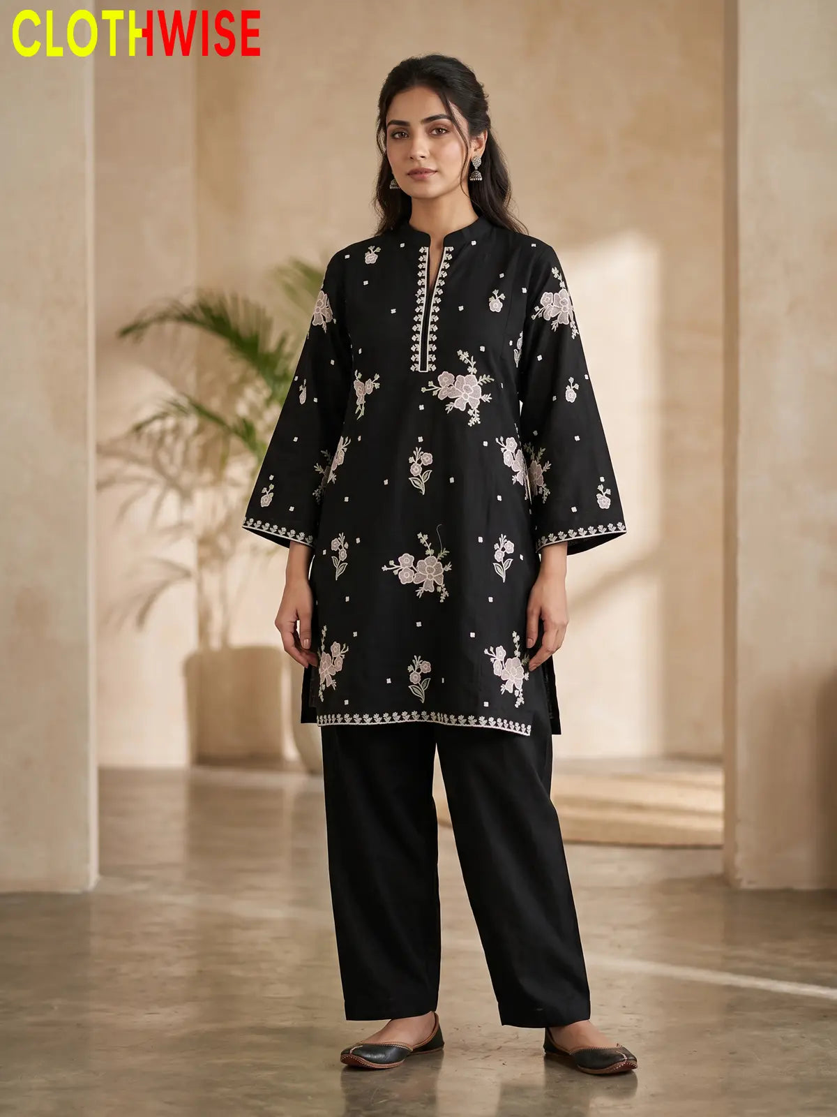 Marias – 2 Piece Stitched Embroidered Tunic & Flapper | CLOTHWISE