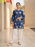 Daisy Blue embroidered cotton suit - standing view - CLOTHWISE