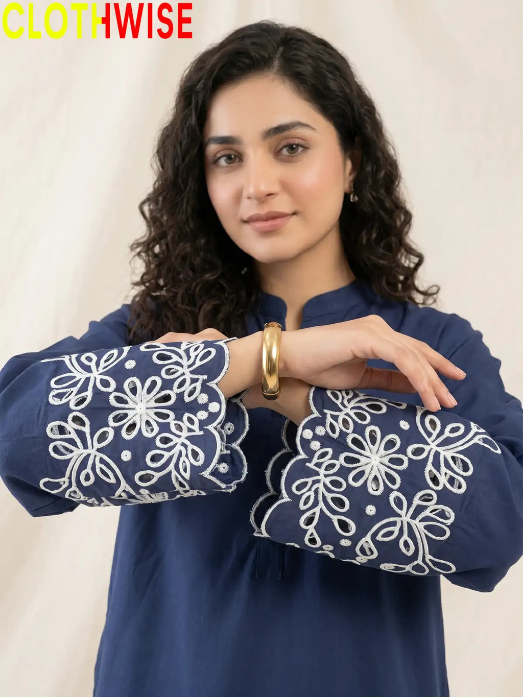 Aserin Laser Cutwork Cotton Suit | Embroidered Kurti with Wide Leg Flapper