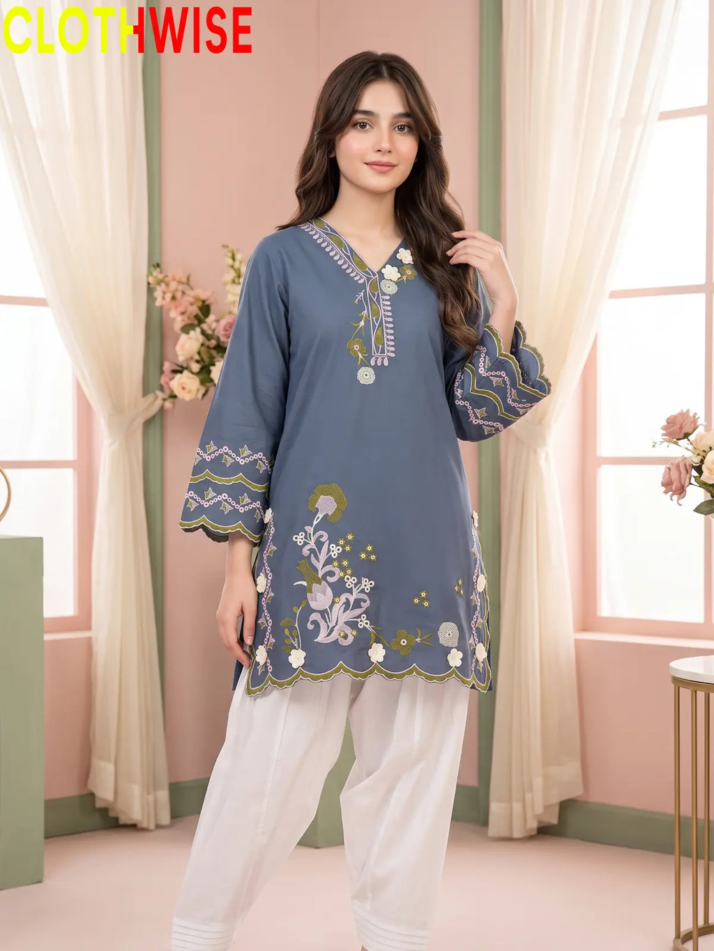 Amaltas – Embroidered Kurti with Shalwar | Women's 2 Piece Suit | Clothwise