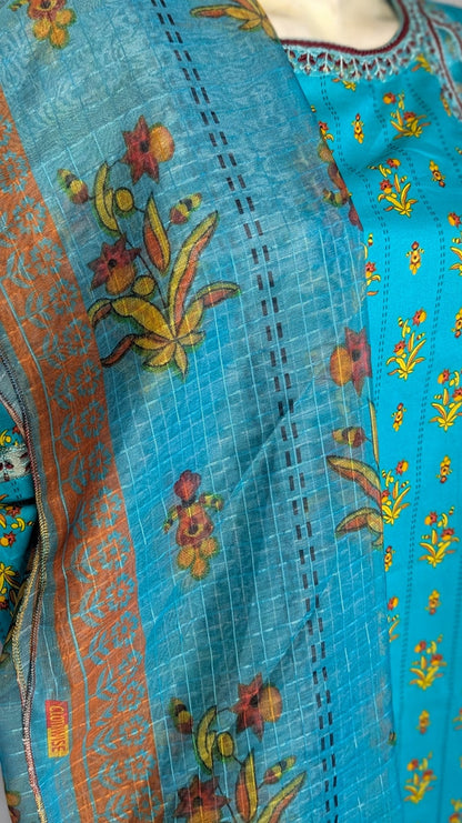 Noor-e-Nawazish – 3 Piece Embroidered Lawn Suit with Embroidered Shirt & Trouser