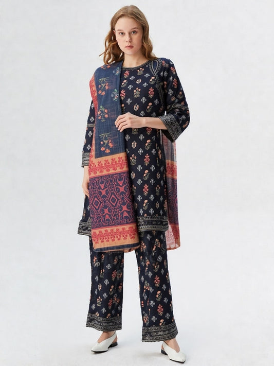 Noor-e-Nawazish – 3 Piece Embroidered Lawn Suit with Embroidered Shirt & Trouser