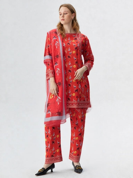 Noor-e-Nawazish – 3 Piece Embroidered Lawn Suit with Embroidered Shirt & Trouser