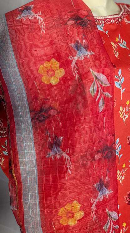 Noor-e-Nawazish – 3 Piece Embroidered Lawn Suit with Embroidered Shirt & Trouser