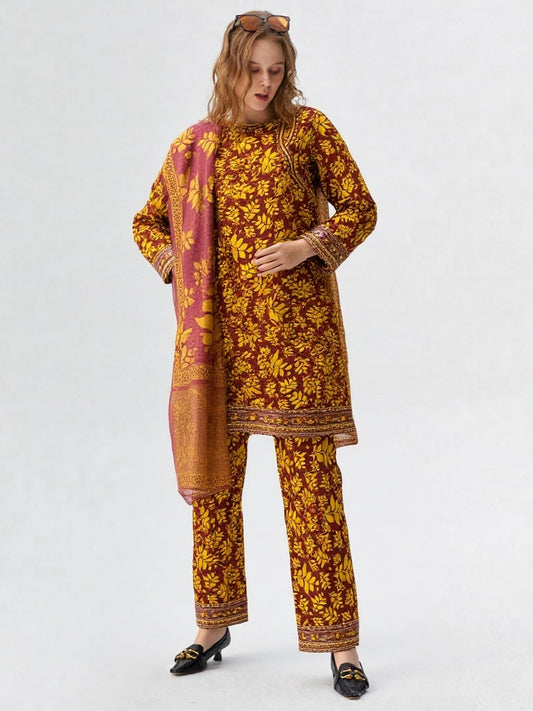 Noor-e-Nawazish – 3 Piece Embroidered Lawn Suit with Embroidered Shirt & Trouser