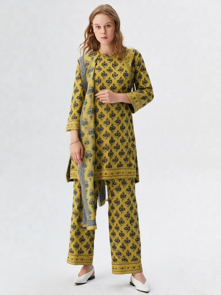 Noor-e-Nawazish – 3 Piece Embroidered Lawn Suit with Embroidered Shirt & Trouser