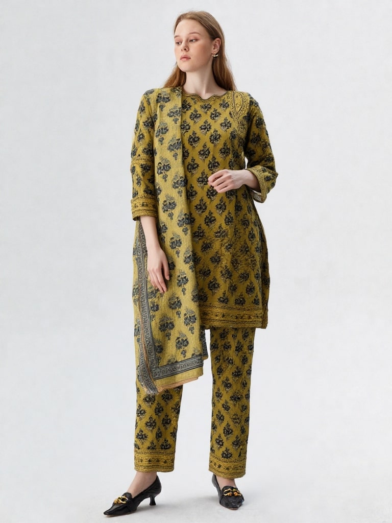 Noor-e-Nawazish – 3 Piece Embroidered Lawn Suit with Embroidered Shirt & Trouser